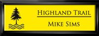 Framed Name Tag: Black Plastic (squared corners) - Canary Yellow and Black Plastic Insert
