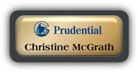 Metal Name Tag: Shiny Gold Metal Name Tag with a Graphite Plastic Border and Epoxy