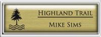 Framed Name Tag: Silver Plastic (squared corners) - Shiny Gold and Black Plastic Insert with Epoxy