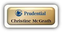 Metal Name Tag: Shiny Gold Metal Name Tag with a White Plastic Border and Epoxy