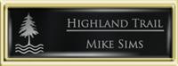 Framed Name Tag: Gold Plastic (squared corners) - Black and Silver Plastic Insert with Epoxy