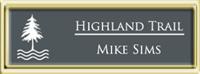 Framed Name Tag: Gold Plastic (squared corners) - Smoke Grey and White Plastic Insert