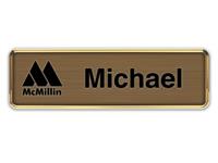 Gold Metal Framed Nametag with Deep Bronze and Black