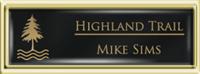 Framed Name Tag: Gold Plastic (squared corners) - Black and Gold Plastic Insert with Epoxy