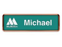 Rose Gold Metal Framed Nametag with Celadon Green And White