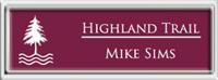 Framed Name Tag: Silver Plastic (squared corners) - Claret and White Plastic Insert