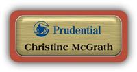 Metal Name Tag: Brushed Gold Metal Name Tag with a Canyon Plastic Border and Epoxy