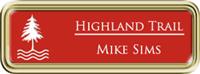 Framed Name Tag: Gold Plastic (rounded corners) - Crimson and White Plastic Insert