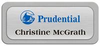 Metal Name Tag: Brushed Silver Metal Name Tag with a Silver Plastic Border