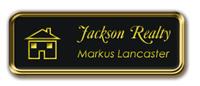 Gold Metal Framed Nametag with Black and Yellow