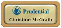 Metal Name Tag: Shiny Gold Metal Name Tag with a Gold Plastic Border and Epoxy