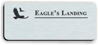 Blank Smooth Plastic Name Tag with Logo: Brushed Aluminum and Black - LM922-354