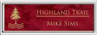 Framed Name Tag: Silver Plastic (squared corners) - Port Wine and Gold Plastic Insert