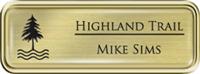 Framed Name Tag: Gold Plastic (rounded corners) - Euro Gold and Black Plastic Insert with Epoxy