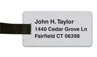 Smooth Plastic Luggage Tag: Brushed Aluminum with Black - LM922-354