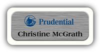 Metal Name Tag: Brushed Silver Metal Name Tag with a White Plastic Border