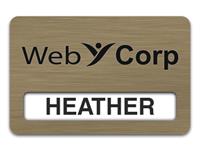 Reusable Smooth Plastic Windowed Name Tag: Brushed Copper with Black - LM922-894
