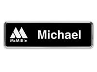 Silver Metal Framed Nametag with Black and White