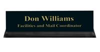 Black Plastic Plate with Gold Text, Black Acrylic Deskplate