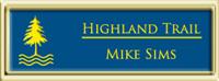 Framed Name Tag: Gold Plastic (squared corners) - Sky Blue and Yellow Plastic Insert