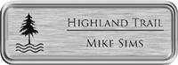 Framed Name Tag: Silver Plastic (rounded corners) - Brushed Silver Metal Insert