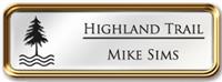 Framed Name Tag: Rose Gold Metal (rounded corners) - White and Black Plastic Insert with Epoxy
