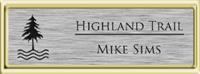  Framed Name Tag: Gold Plastic (squared corners) - Brushed Silver Metal Insert