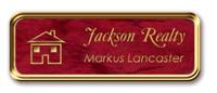 Rose Gold Metal Framed Nametag with Port Wine and Gold