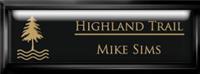 Framed Name Tag: Black Plastic (squared corners) - Black and Gold Plastic Insert with Epoxy