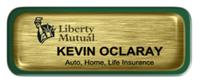 Metal Name Tag: Brushed Gold with Epoxy and Green Metal Border