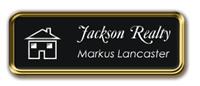 Gold Metal Framed Nametag with Black and White