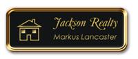 Rose Gold Metal Framed Nametag with Black and Gold
