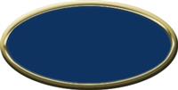 Blank Oval Plastic Gold Nametag with Patriot Blue