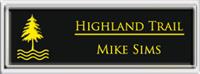 Framed Name Tag: Silver Plastic (squared corners) - Black and Yellow Plastic Insert