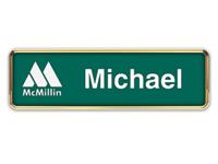 Gold Metal Framed Nametag with Evergreen and White