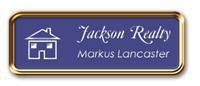 Rose Gold Metal Framed Nametag with a Purple and White