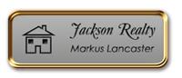 Rose Gold Metal Framed Nametag with Smooth Silver and Black