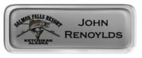 Metal Name Tag: Shiny Silver with Epoxy and Shiny Silver Metal Border