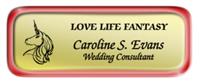 Metal Name Tag: Shiny Gold with Shiny Red Metal Border