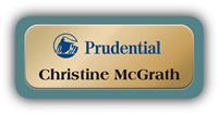 Metal Name Tag: Shiny Gold Metal Name Tag with a Black Forest Green Plastic Border