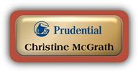 Metal Name Tag: Shiny Gold Metal Name Tag with a Canyon Plastic Border and Epoxy