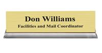 Euro Gold Plastic Plate with Black Text, Clear Acrylic Base