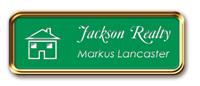 Rose Gold Metal Framed Nametag with Kelley Green and White