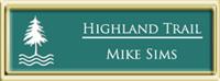 Framed Name Tag: Gold Plastic (squared corners) - Celadon Green and White Plastic Insert
