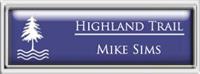 Framed Name Tag: Silver Plastic (squared corners) - Purple and White Plastic Insert with Epoxy