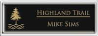 Framed Name Tag: Silver Plastic (squared corners) - Black and Gold Plastic Insert