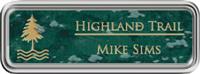 Framed Name Tag: Silver Plastic (rounded corners) - Verde and Gold Plastic Insert