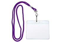 Purple Round Woven Lanyard with Name Badge Holder Sleeve