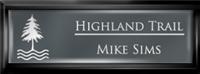 Framed Name Tag: Black Plastic (squared corners) - Smoke Grey and White Plastic Insert with Epoxy
