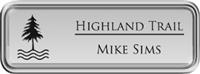 Framed Name Tag: Silver Plastic (rounded corners) - Shiny Silver Metal Insert
